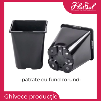 Ghivece pătrate cu fund rotund